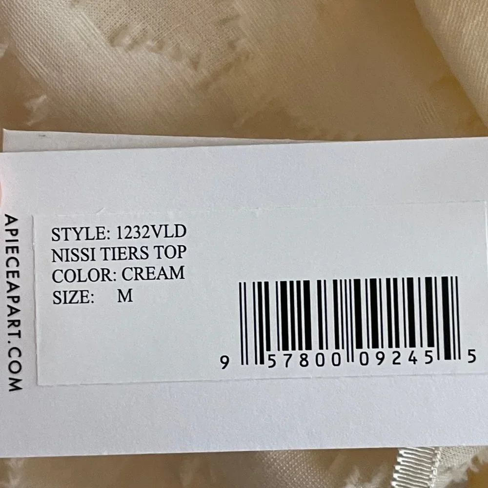 NWT Apiece Apart Nissi Tiered Peplum Top Cream Sleeveless Ruffle Neck M - Picture 6 of 6